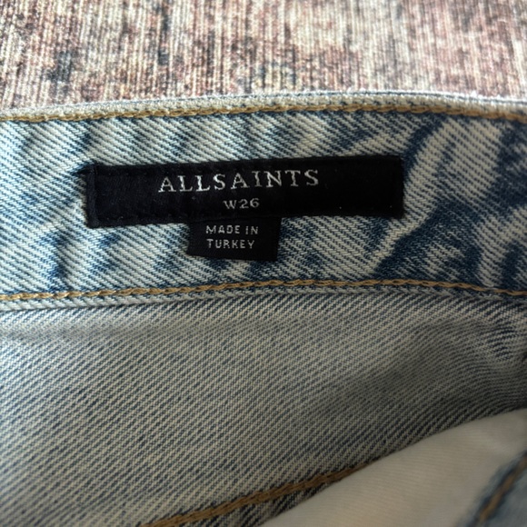 AllSaints Cutoff Light Wash Distressed Denim Jean Shorts Size 26 - Picture 6 of 7